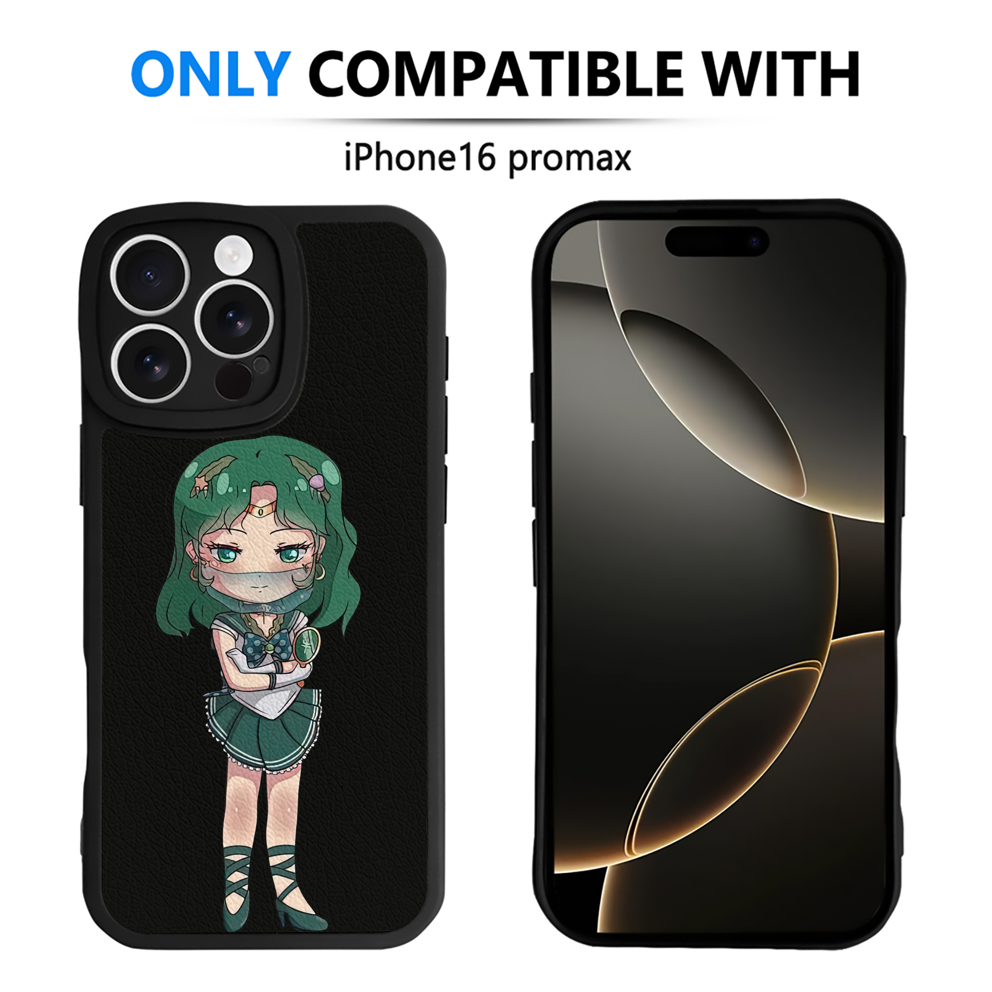 （画像用） 美少女戦士セーラームーン 海王 みちる（かいおう みちる） Sailor Moon Kaiou Michiru 【iPhone 16シリーズ対応】シリコンスマホケース（レザー調） 材質：シリコン